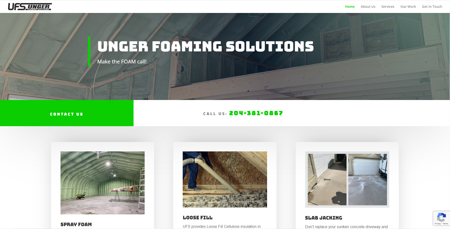 Website Design for Unger Foaming Solutions. A website build with strong design and services focus.